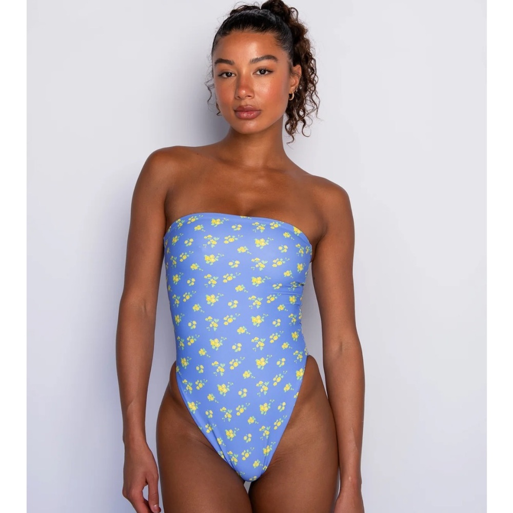 Skatie Yellow Floral One Piece Swimsuit